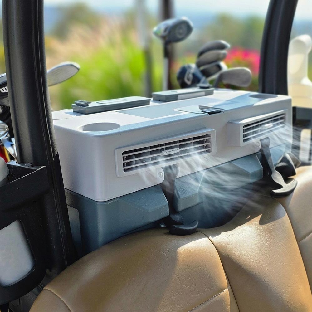 Coolee Tour LX mounted in a golf cart basket