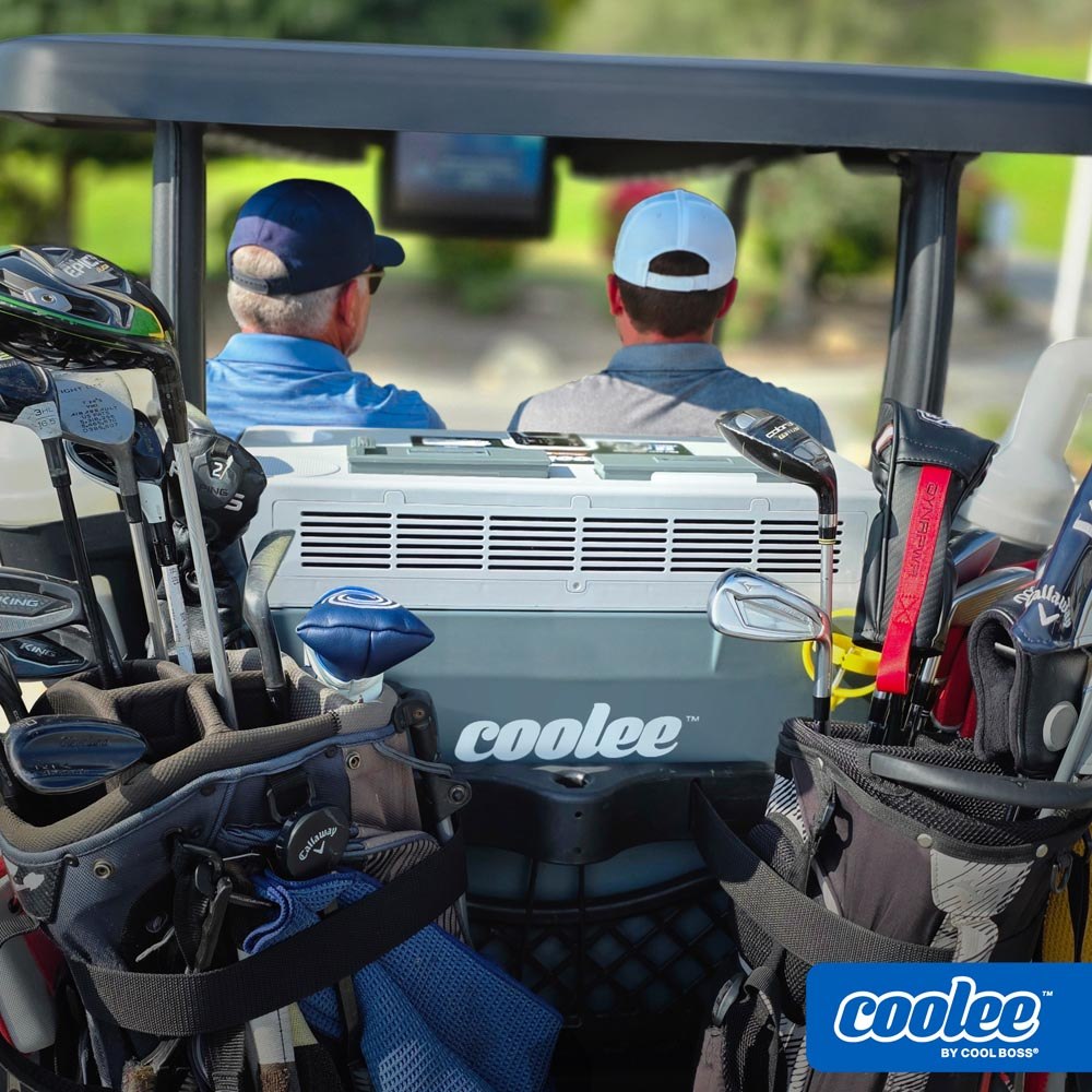 Coolee Tour LX golf cart cooler on a family golf outing