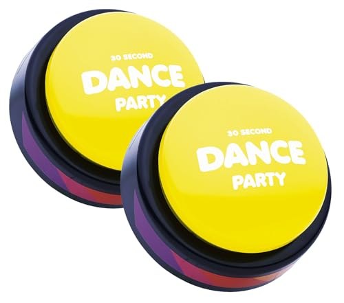 Pair of yellow 30 Second Dance Party music buttons