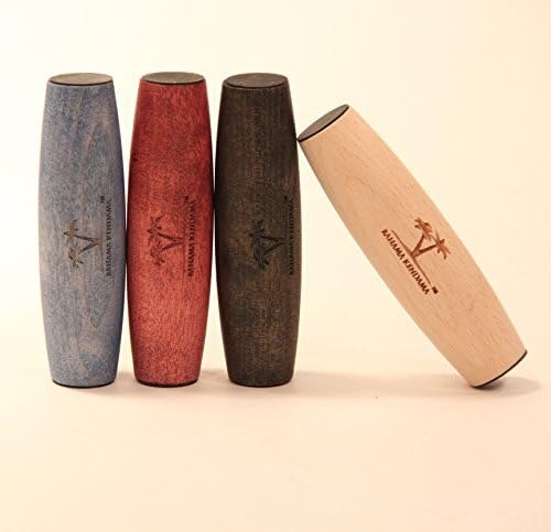 Desk Walker wooden skill toy shown in natural and stained finishes