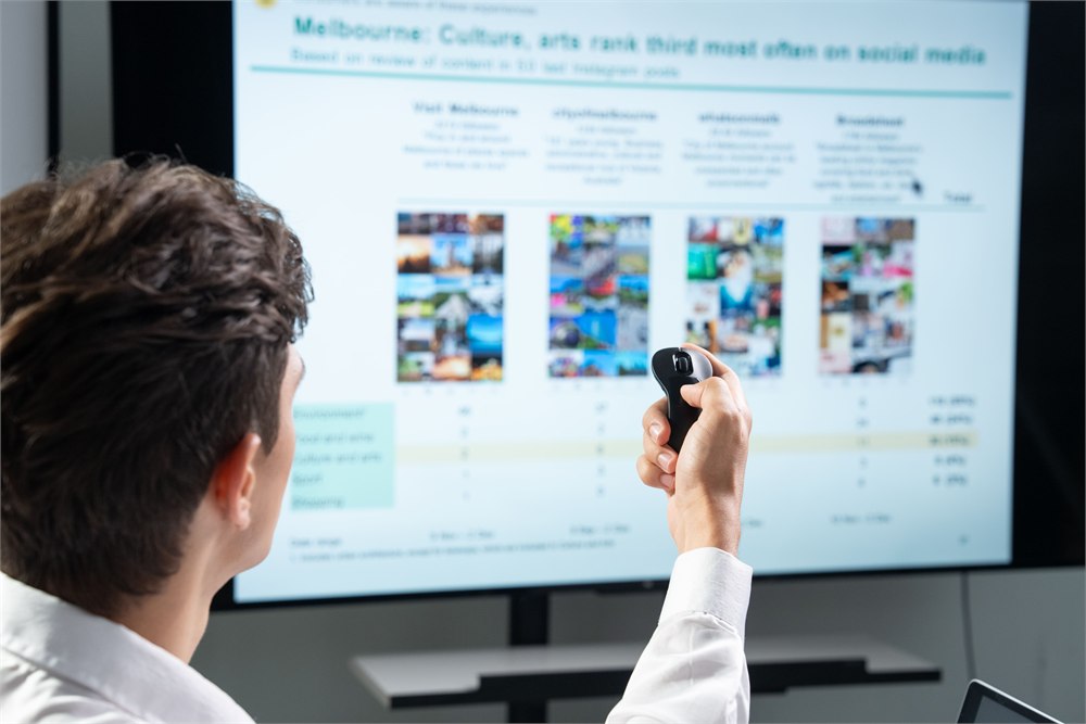 DS21 controller being used to navigate content on a large display