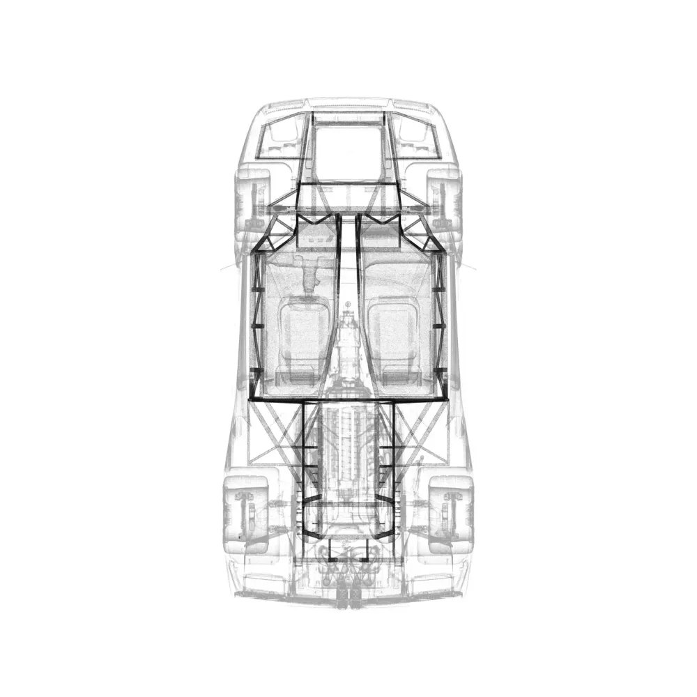 Eccentrica V12 Roadster chassis and carbon-fiber reinforcement detail