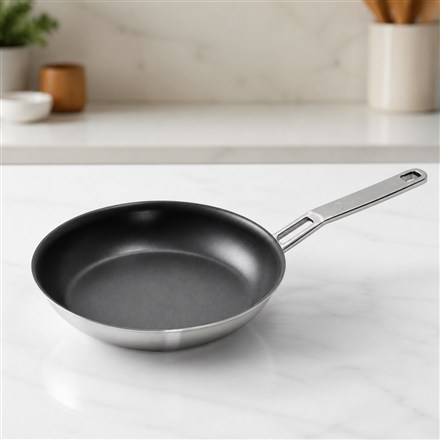This Titanium-Surface Frying Pan Uses Metal Instead Of Disposable Nonstick Coating