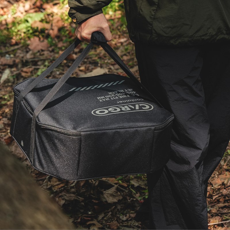 Black CARGO CONTAINER carry bag for the folded FIRE PIT MAX fire pit