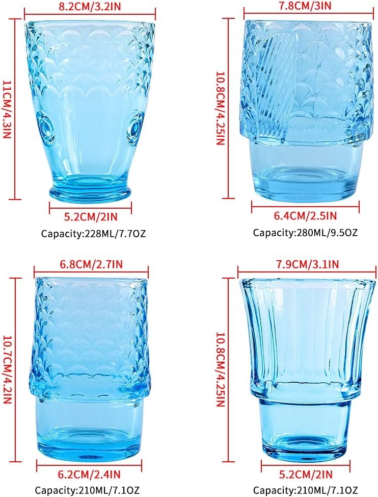 MDLUU fish tumbler glass size and texture detail from the Amazon listing