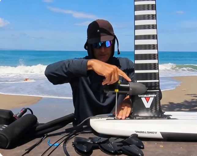 Foildash cable routing during hydrofoil assist installation