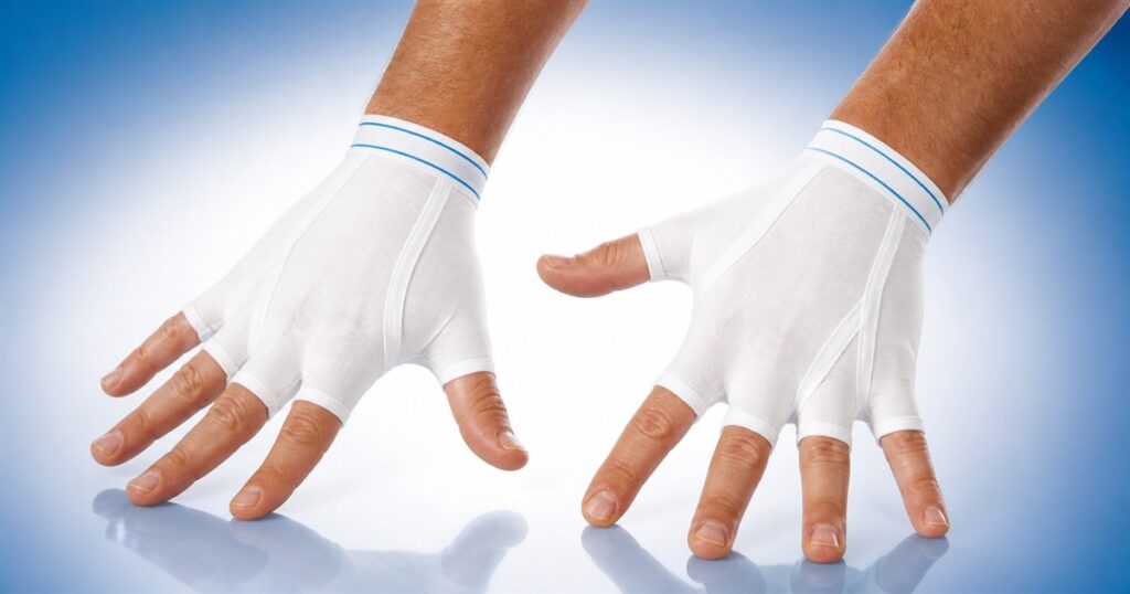 White Handerpants fingerless gloves styled like briefs for hands