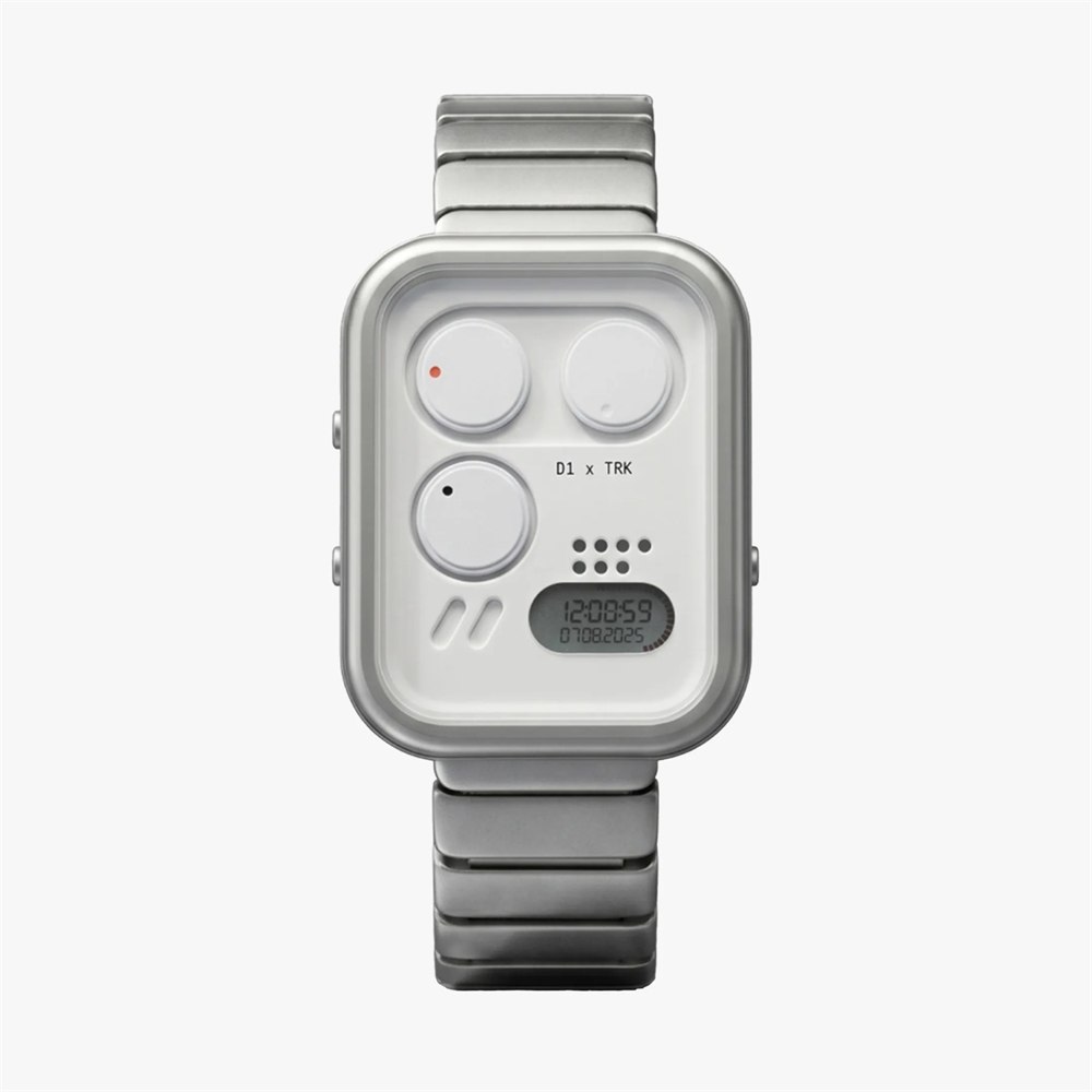White Space Impossible Watch front view with disc display and LCD screen