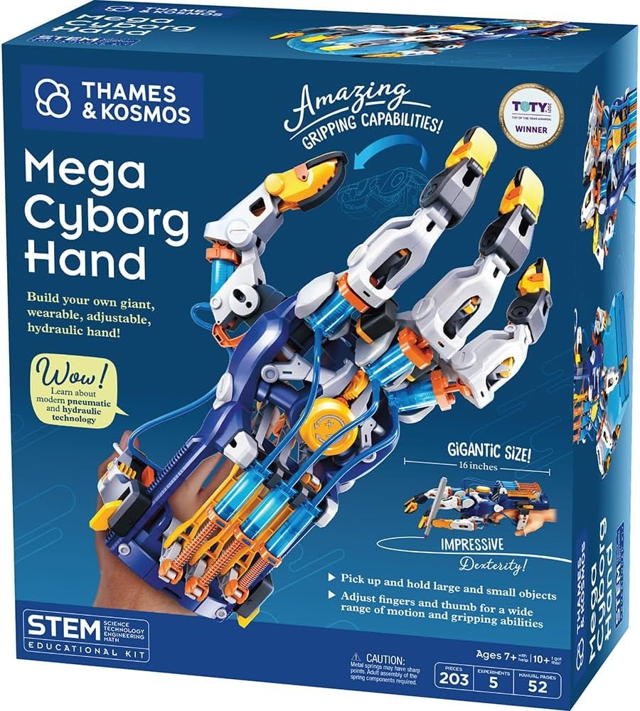 Mega Cyborg Hand product photo showing the assembled wearable mechanical hand