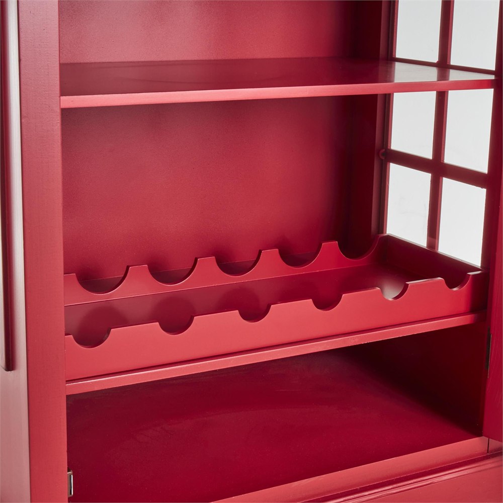 Interior bottle slots and shelf inside the red wine rack