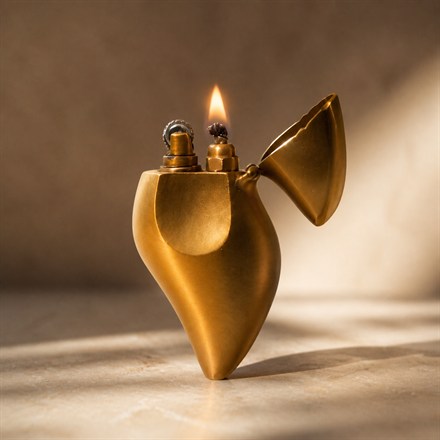 This Sculptural Brass Lighter Turns Fire Into Tabletop Decor