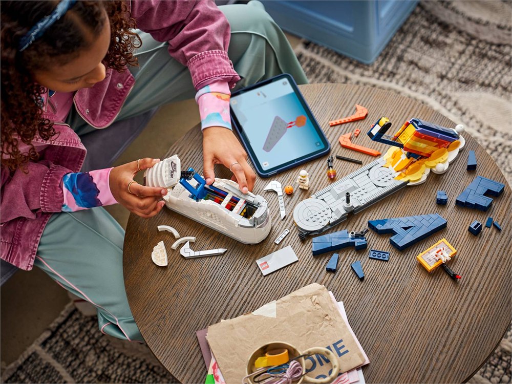 Lifestyle view of the Nike Air Force 1 x LEGO Set on display