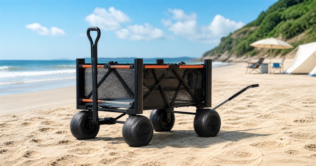 LITEFAR B1 electric beach wagon with balloon tires on a beach