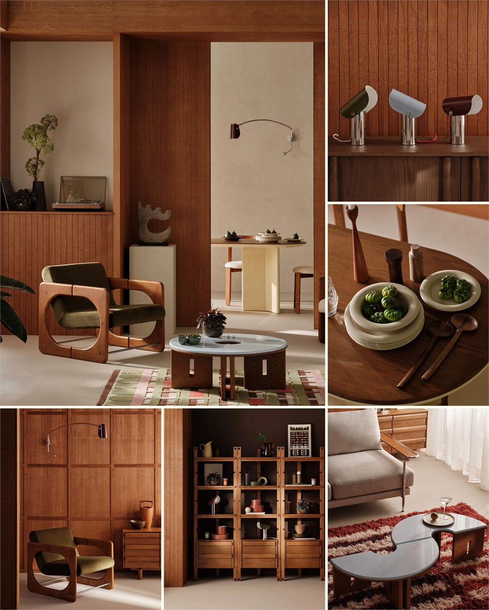 MADE x Barbican home collection scene including the Plinth round coffee table