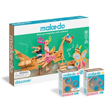 Makedo Discover cardboard construction toolbox and cardboard build example