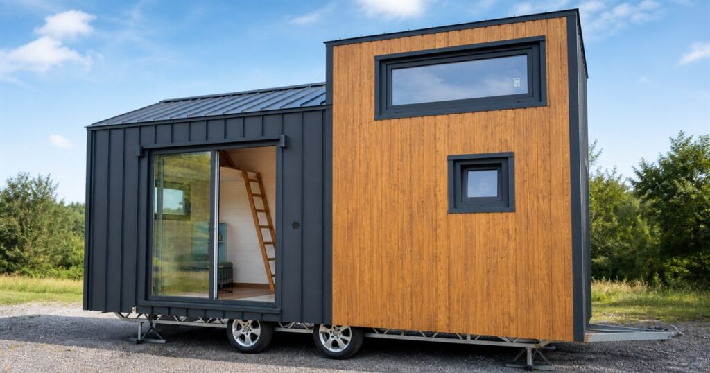 Mini Domy 300 x 700 extra-wide tiny house exterior