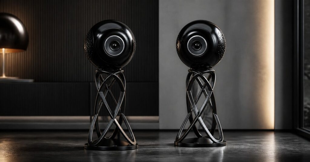 Generated no-text editorial image of the Cabasse LA SPHERE EVO speaker system
