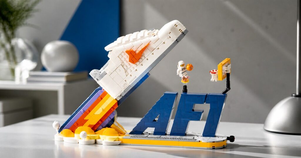 Nike Air Force 1 x LEGO Set display model on a tabletop