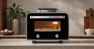 Panasonic FlashXpress Indoor Pizza Oven Plus on a kitchen counter