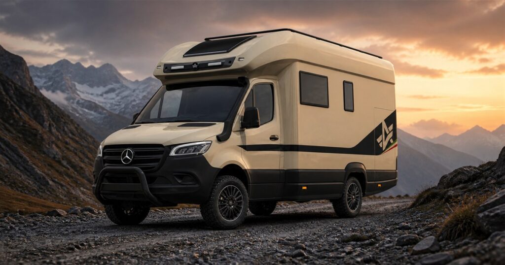 Atlantis Carbon 4x4 off-road motorhome on a mountain trail