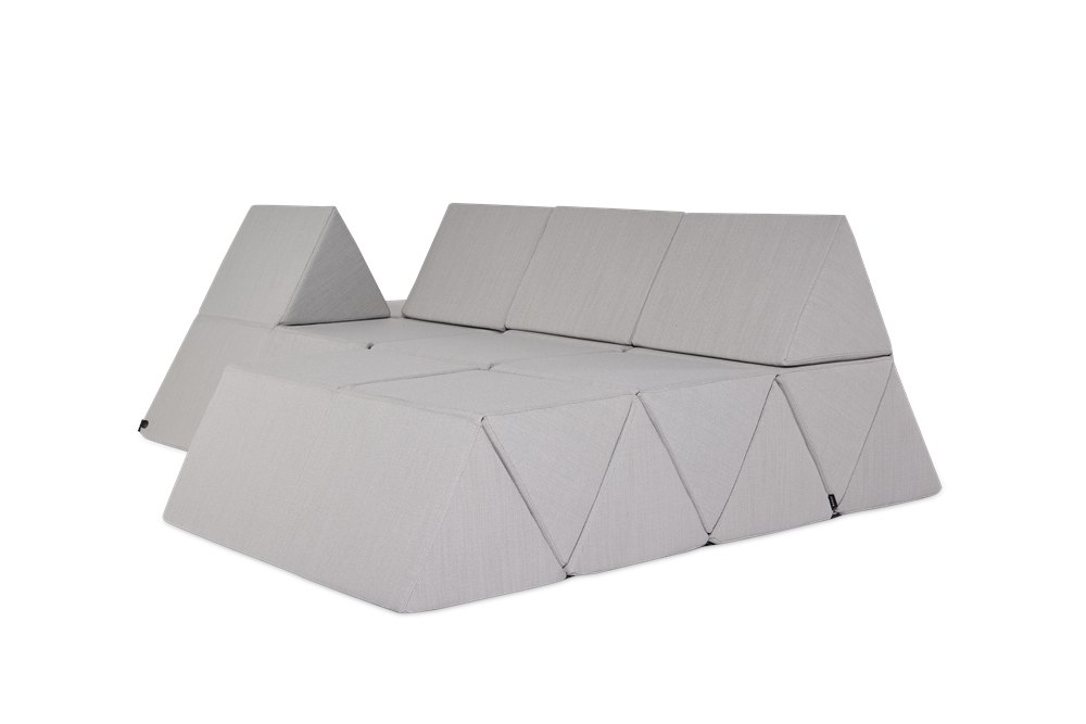 Moooi Peaks grey lounger indoor sofa with raised triangular backrests