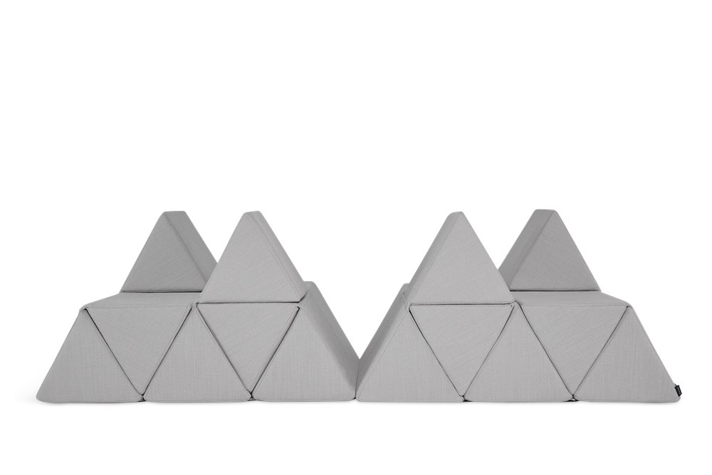 Moooi Peaks sofa arranged as two triangular mountain-like seating ridges