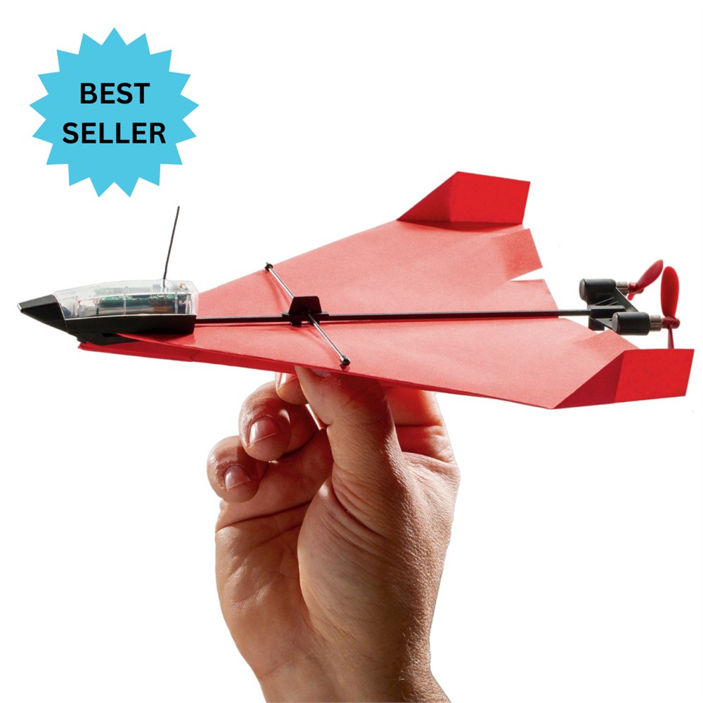 POWERUP 4.0 smartphone-controlled paper airplane held in hand