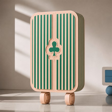 Striped sculptural cabinet from the Ramino furniture collection