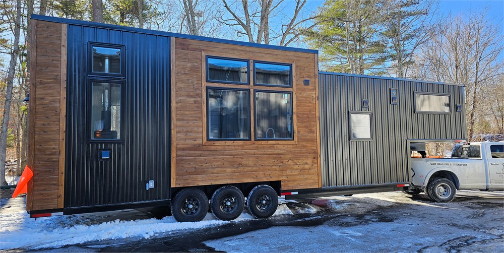 The Retirement Retreat extra-wide tiny house exterior with cedar and metal siding
