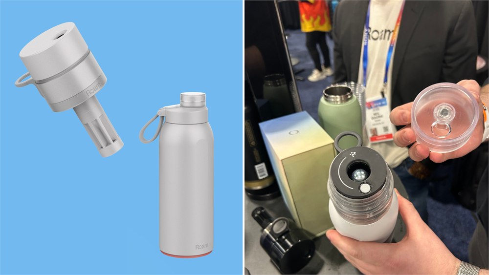 Roam SodaTop bottle and cap mechanism shown at a product demo