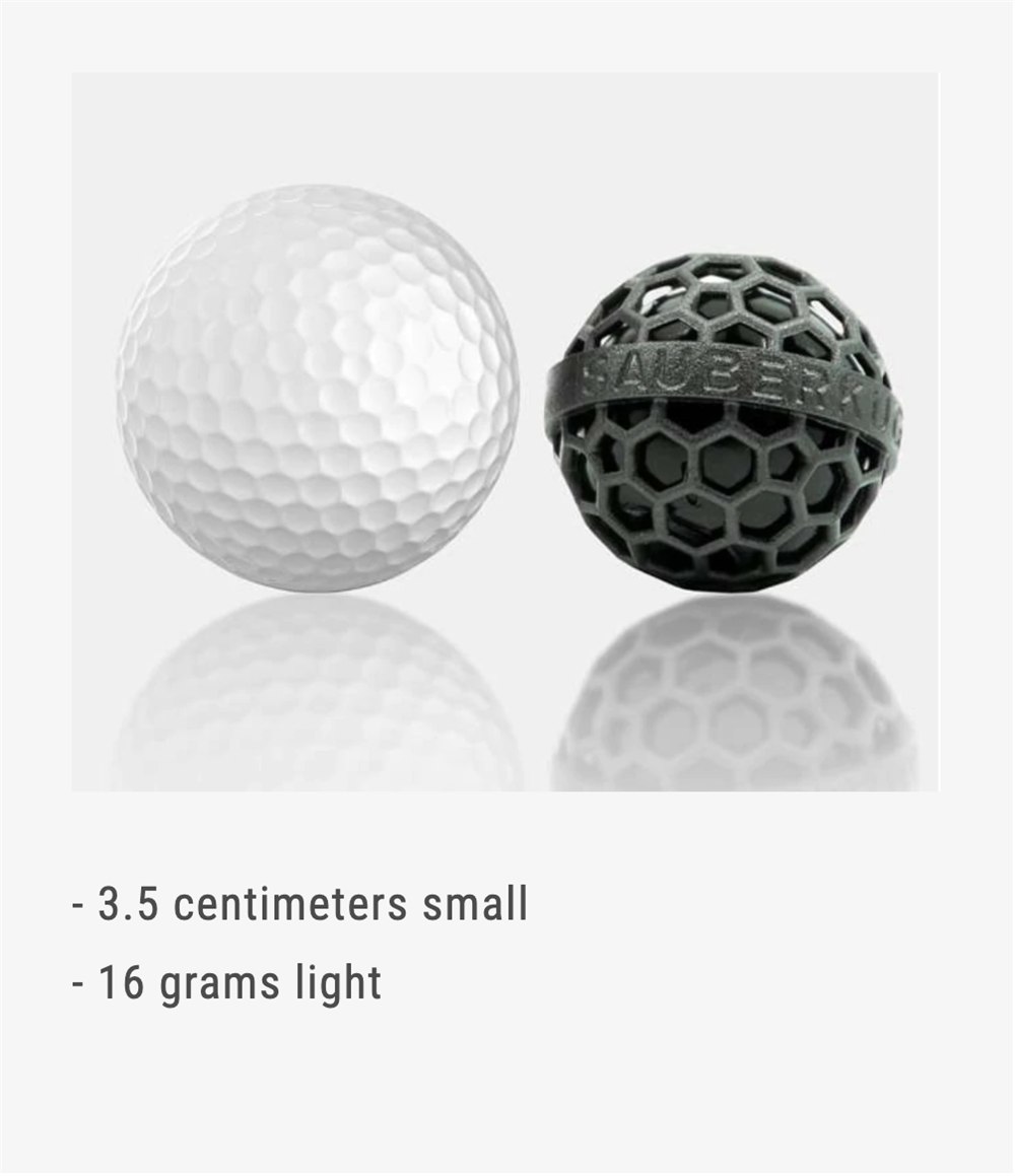 Sauberkugel Clean Ball size comparison with golf ball