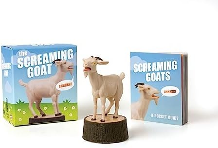 The Screaming Goat kit with the figurine, box, and pocket guide