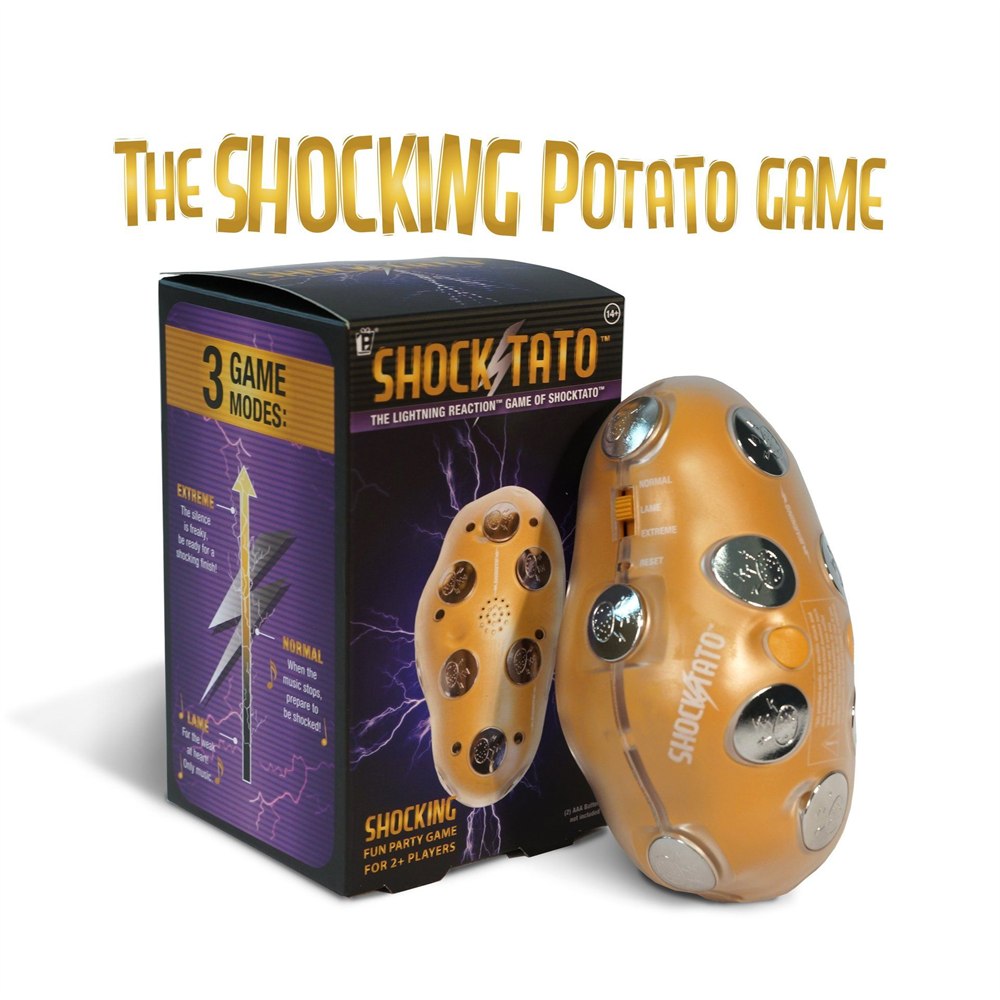 Shocktato shocking hot potato game with packaging and handheld potato device