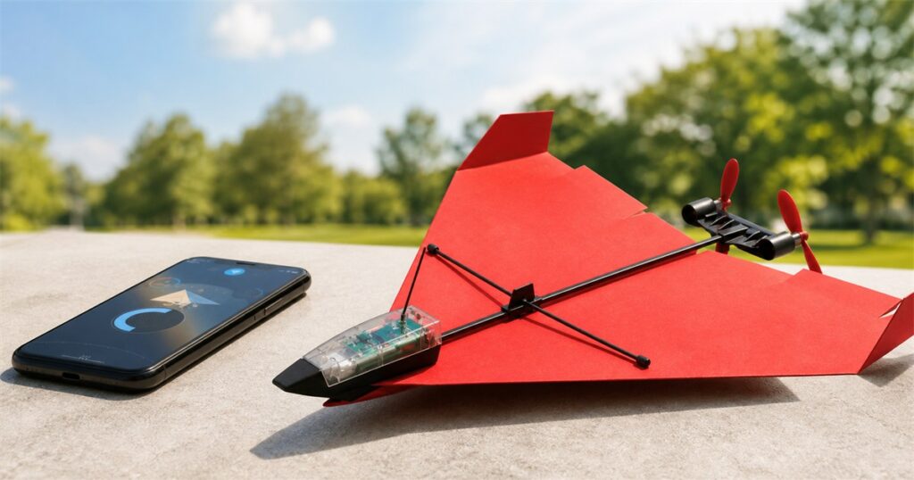POWERUP 4.0 smartphone-controlled paper airplane flying kit featured image
