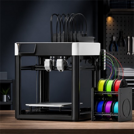 This IDEX Tool-Changing 3D Printer Runs Seven Colors Like a Tiny Factory