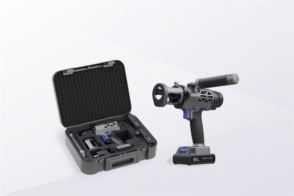 SPESYN ST3 handheld precision drill with carrying case and accessories