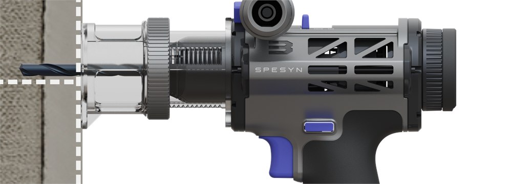 SPESYN ST3 side profile showing the front guide module and drill bit