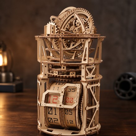 This Wooden Tourbillon Table Clock Kit Lets You Build a Tiny Observatory for Time