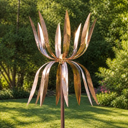 This Copper Wind Sculpture Counter-Spins Like Garden Kinetic Art