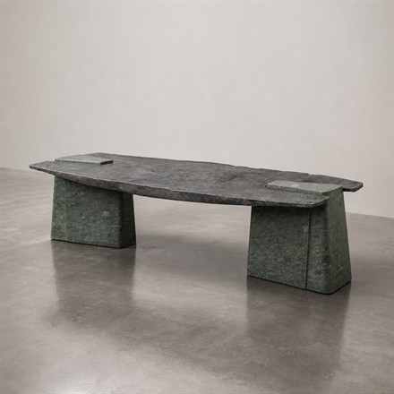 This Green Marble and Cast-Metal Dining Table Looks Like Ancient Furniture For Dinner Parties