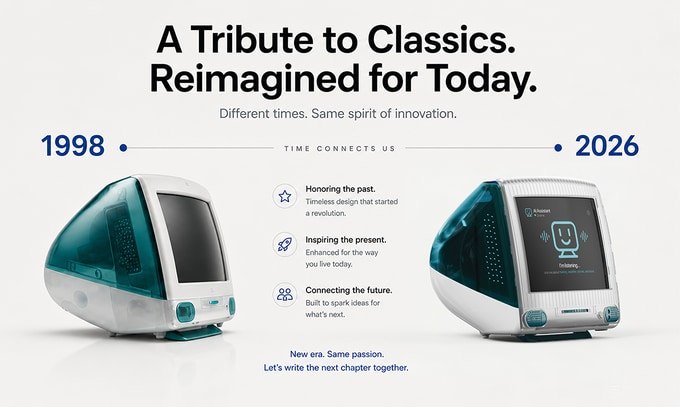 TIMECAPSULE G3 reimagining the translucent computer style for a tiny desk clock