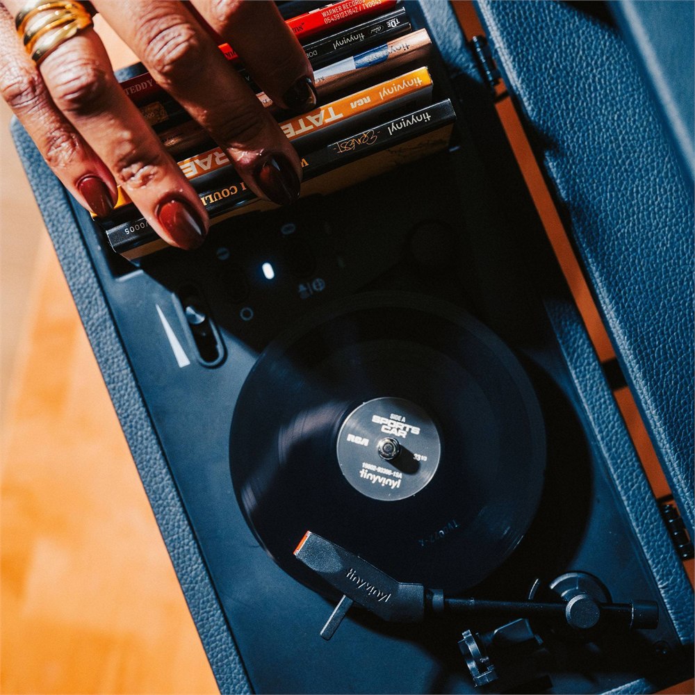 Tiny Vinyl Player with matching Tiny Vinyl storage accessories and records