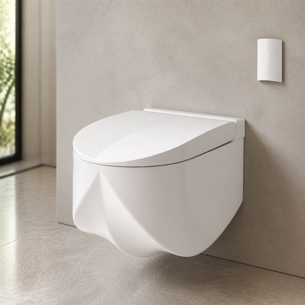 This Sculptural Wall-Hung Smart Toilet Turns A Bathroom Fixture Into A Throne