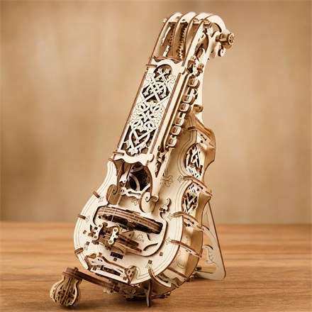 This Playable Wooden Hurdy-Gurdy Model Kit Turns Puzzle Night Into A Medieval Jam Session