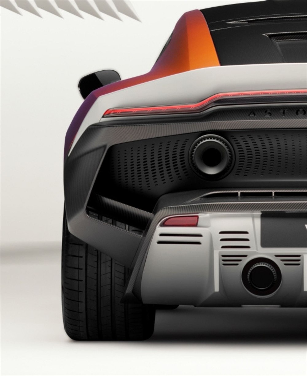 Aston Martin Valen rear design with stacked exhaust outlets
