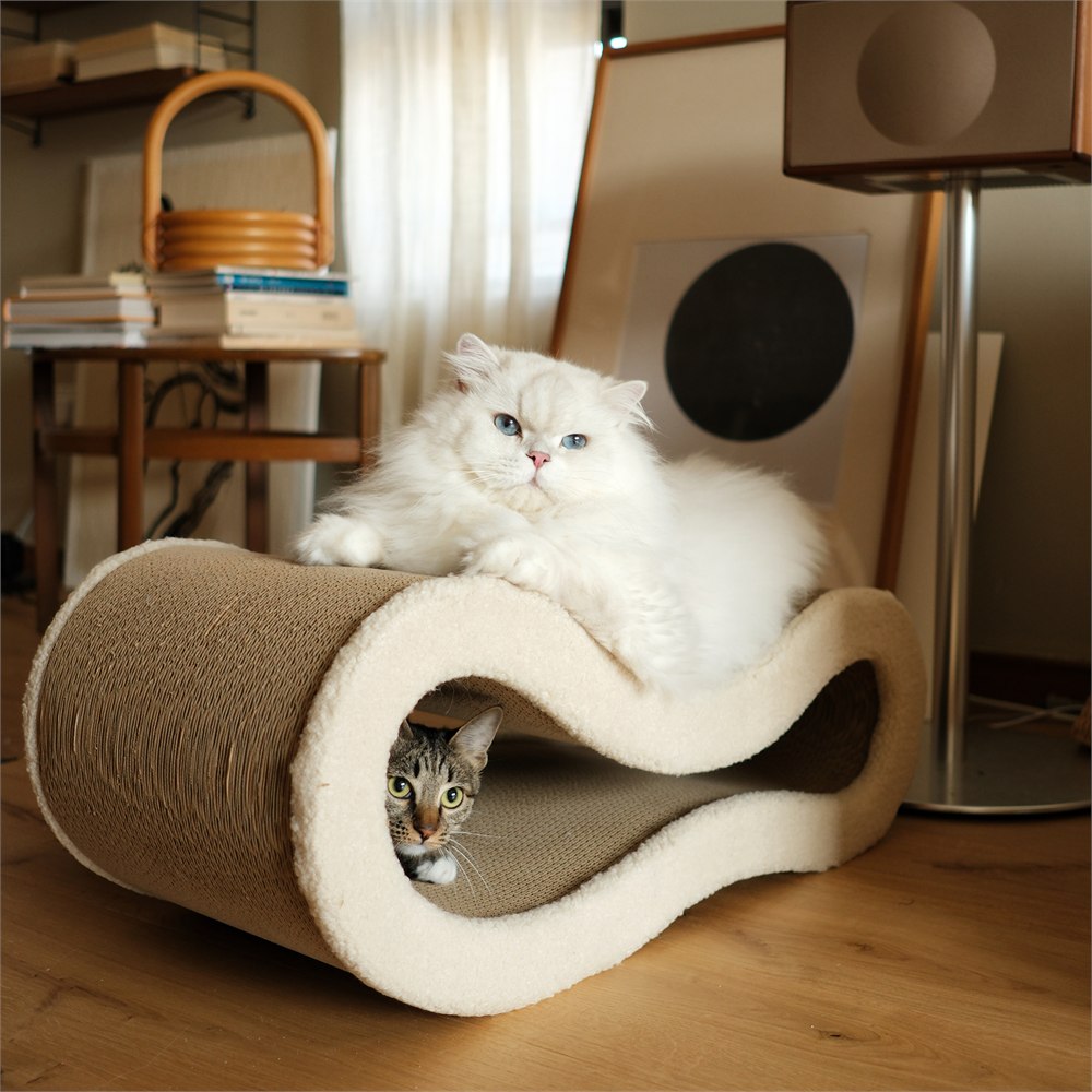 Pet JoJo Cloud Lounge sculptural beige cat scratcher article view 4