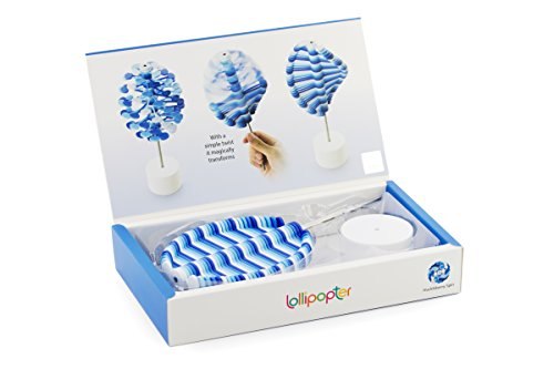 Lollipopter in its open gift box with the display stand