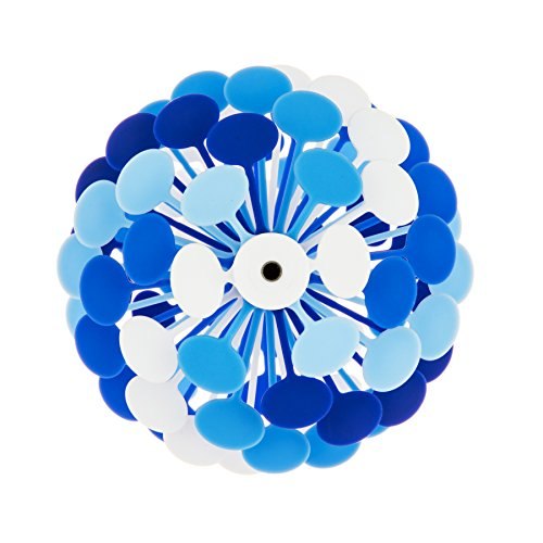 Overhead view of the rounded blue and white Lollipopter elements