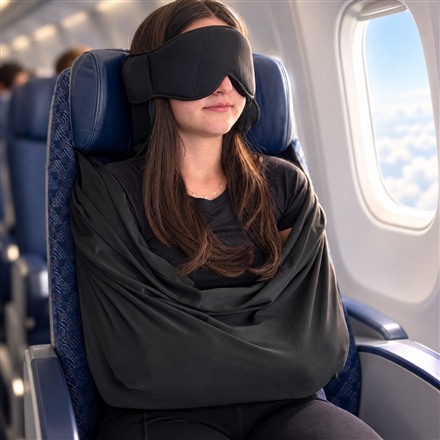 This Airplane Sleep Support Kit Wraps Your Upper Body in a Travel Sling