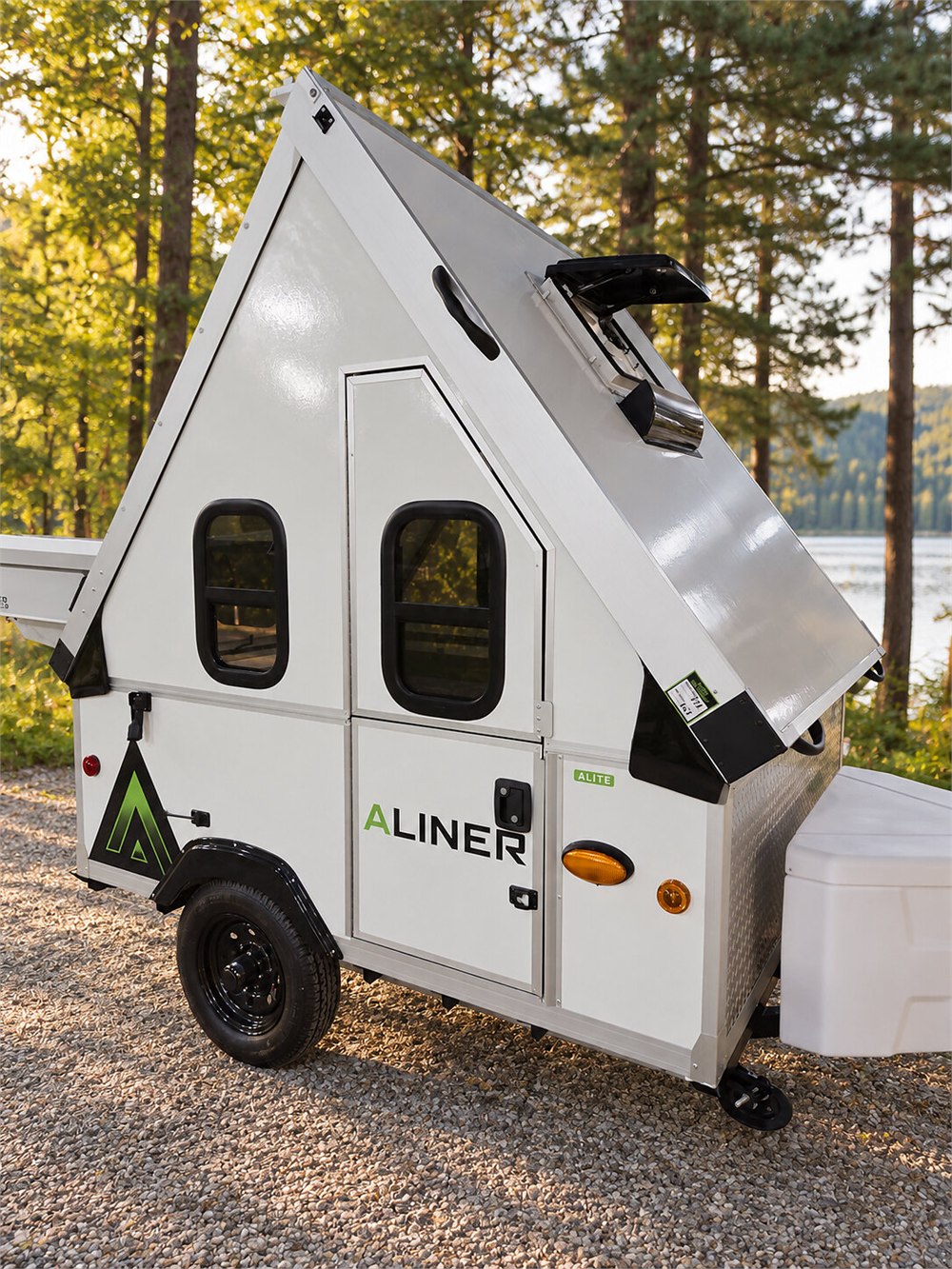 Aliner Alite A-frame camper with roof vent open